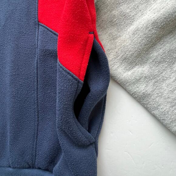 Vintage 80s Nike Spellout Swoosh Colorblock Full Zip Hoodie Sweatshirt Navy Red - Picture 7 of 9
